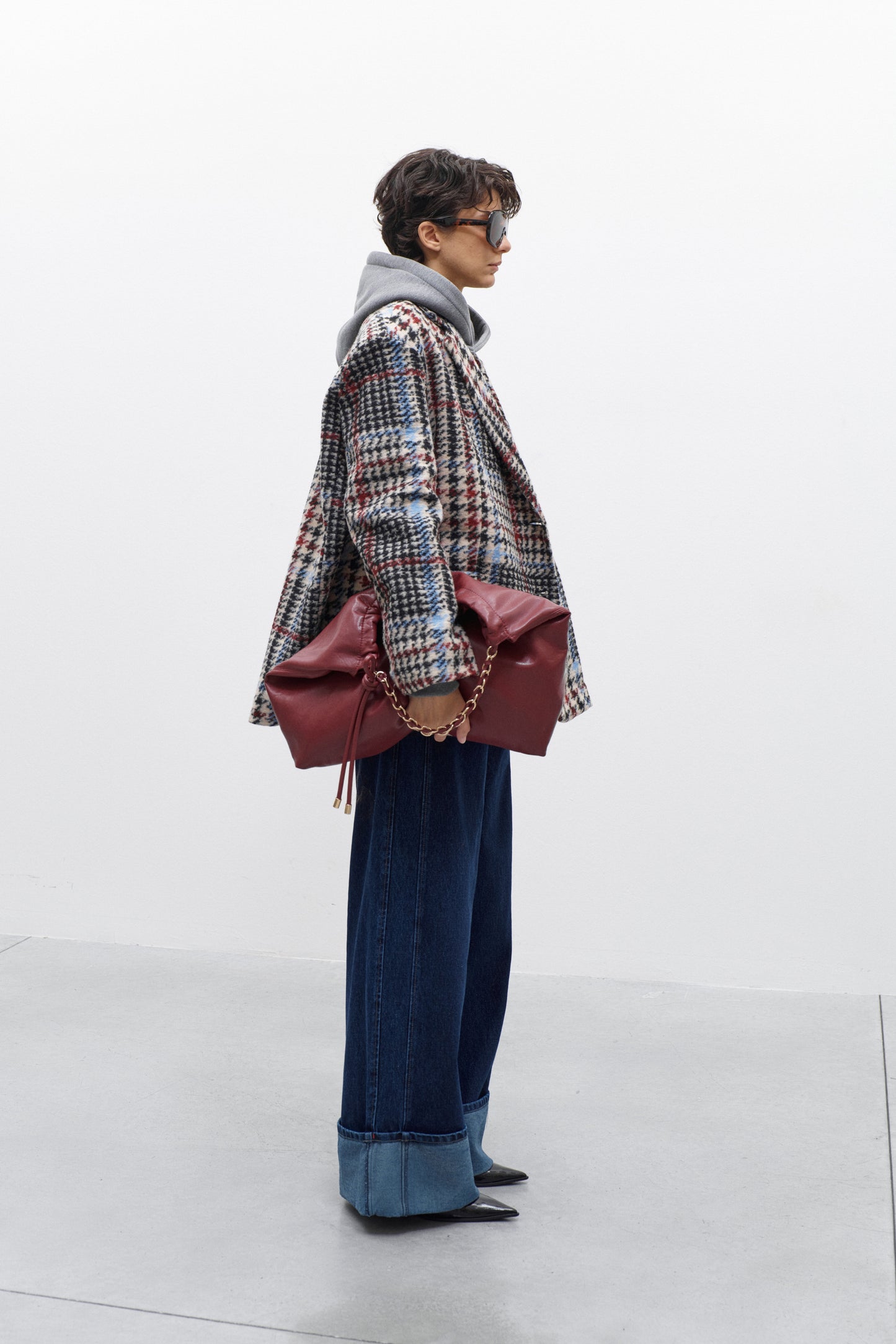 Blazer Tartan Oversize Misto Lana
