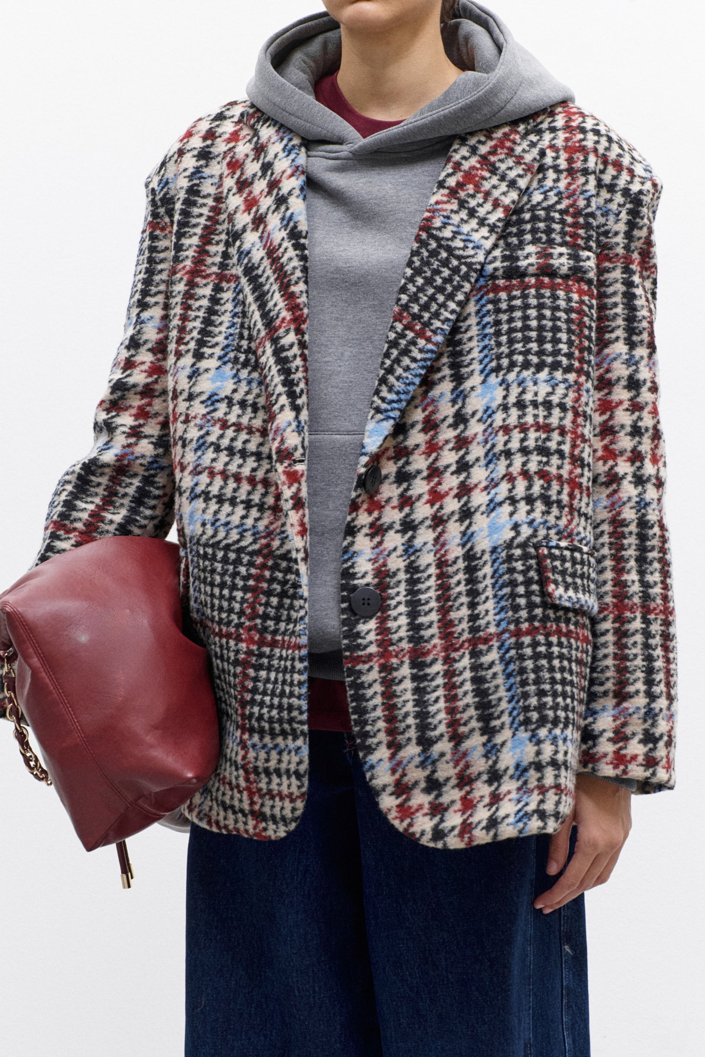Blazer Tartan Oversize Misto Lana