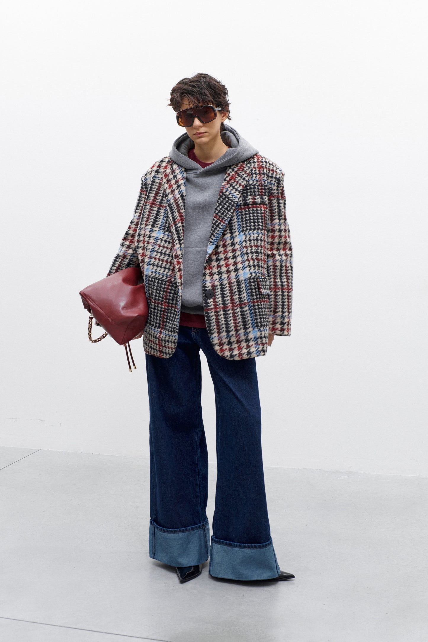 Blazer Tartan Oversize Misto Lana